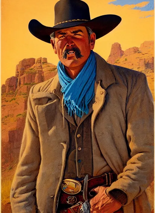 Prompt: old west cowboy. portrait by jean giraud and anton otto fischer and john philip falter and will eisner and gil elvgren