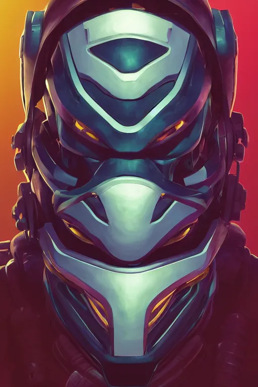 Image similar to epic mask helmet robot ninja portrait stylized as fornite style game design fanart by concept artist gervasio canda, behance hd by jesper ejsing, by rhads, makoto shinkai and lois van baarle, ilya kuvshinov, rossdraws global illumination radiating a glowing aura global illumination ray tracing hdr render in unreal engine 5