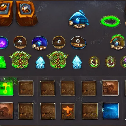 Prompt: move icon examples a Blizzard fantasy strategy game, part of the GUI