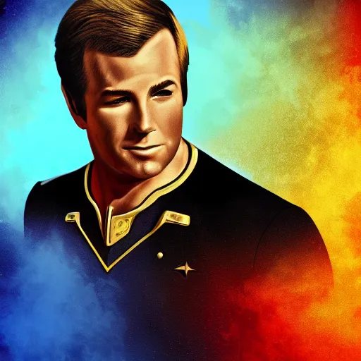 Image similar to captain james kirk, digital art