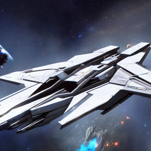 Prompt: giant star ship fighter, star citizen, concept art, highly detailed