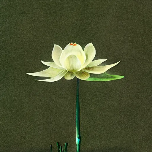 Prompt: a black blooming nelumbo nucifera over a green textured background by otto dix, junji ito, hr ginger, jan svankmeyer, beksinski, claymation, hyperrealistic, aesthetic, masterpiece