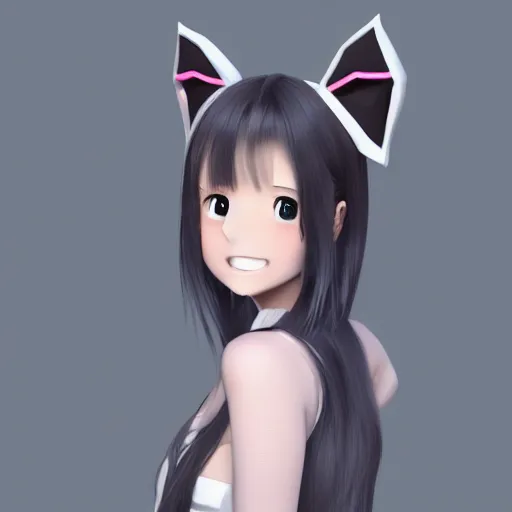 Prompt: beautiful anime manga full body portrait of a human like girl android with artificial pale skin and fox ears, high quality, highly detailed, 4 k, drawn by wwpgi, trending on artstation, digital art, rendered in unity 3 d