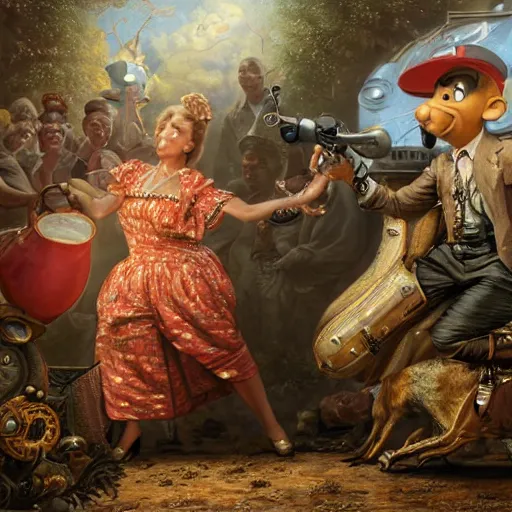 Image similar to Will smith slapping chris rock, Realistic, Regal, Refined, Detailed Digital Art, Michael Cheval, Walt Disney (1937), François Boucher, Oil Painting, Steampunk, Highly Detailed, Cinematic Lighting, Unreal Engine, 8k