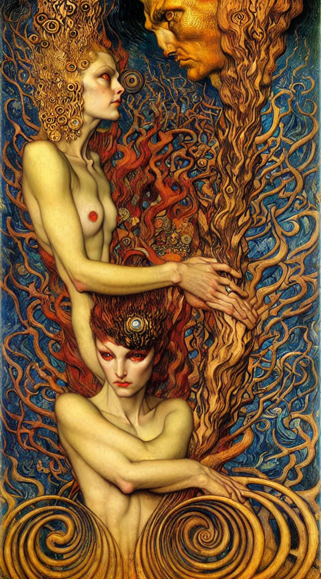 Image similar to Divine Chaos Engine by Karol Bak, Jean Delville, William Blake, Gustav Klimt, and Vincent Van Gogh, symbolist, visionary