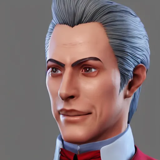 Image similar to a highly detailed portrait of miles edgeworth from ace attorney as a character from arcane, unreal engine, 3 d render