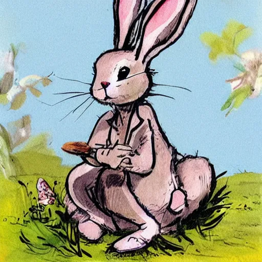 Image similar to bunny, fantasy illustration, illustrated by quentin blake