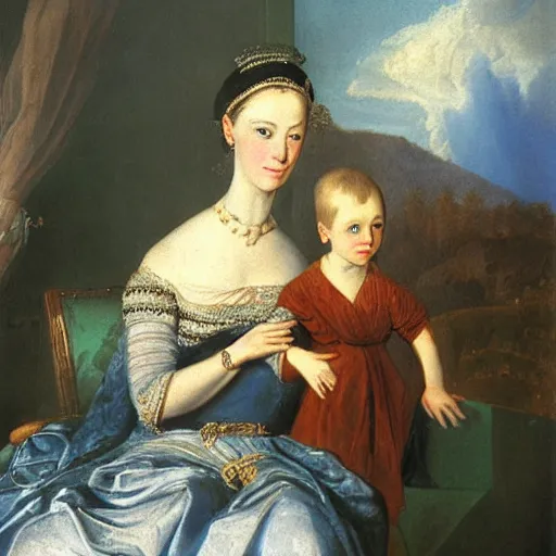 Image similar to painting of a queen and her son, 1826