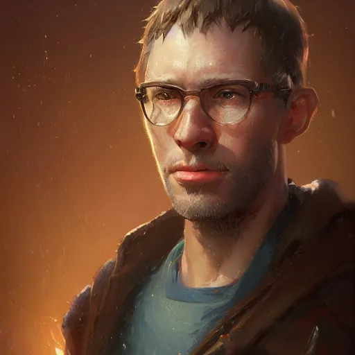 Prompt: portrait of Austin from the game homescapes. Detailed digital art by greg rutkowski, Thomas kinkade, Keith Parkinson, Marc Simonetti, artstation, so cute, cgsociety, 8k, HD