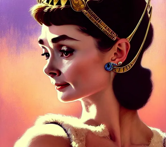 Prompt: photography audrey hepburn with hands - up and hairy armpits, dressed like cleopatra, deep focus, intricate, elegant, highly detailed, digital painting, artstation, concept art, matte, sharp focus, illustration, art by artgerm and greg rutkowski and alphonse mucha and gil elvgren