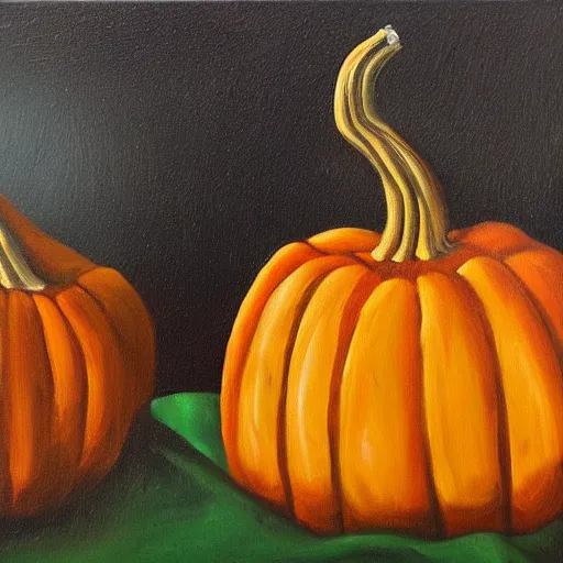 Prompt: pumpkin dream, oil on canvas, surrealism