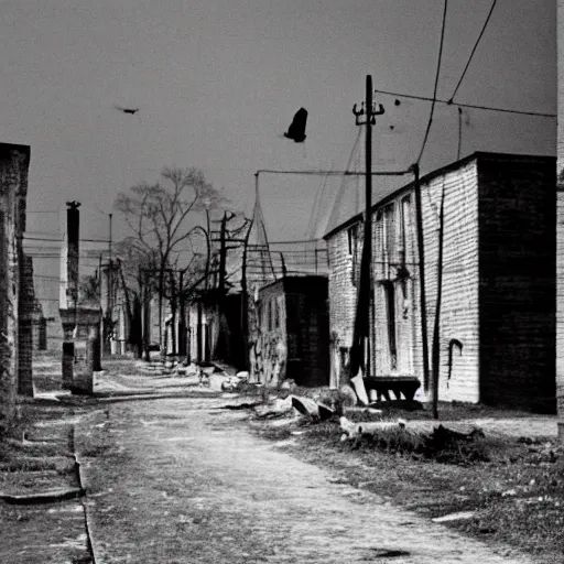 Image similar to gallows or the ghetto, eerie