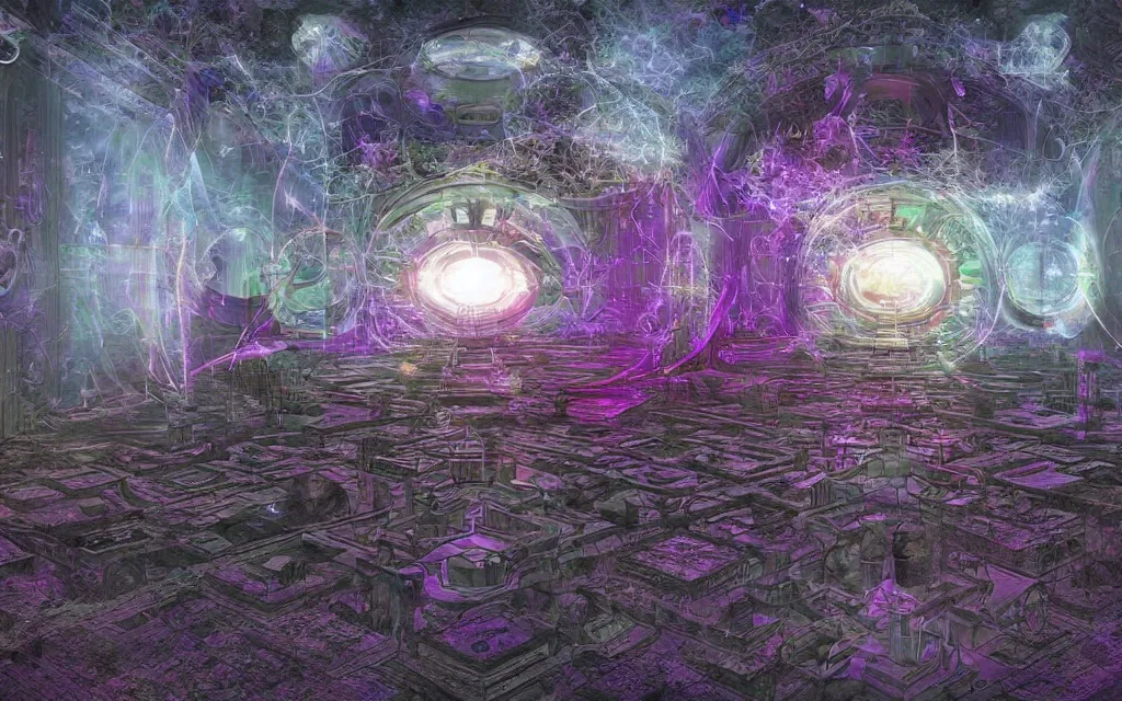 Prompt: oracular prophecy of a techno - spiritual utopian temple, perfect future, award winning digital art