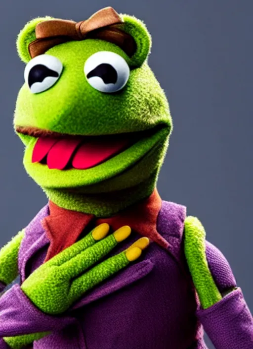 Image similar to studio portrait still of muppet!!!!! vision in avengers infinity war!!!!!! as a muppet muppet as a muppet, 8 k, studio lighting, key light,