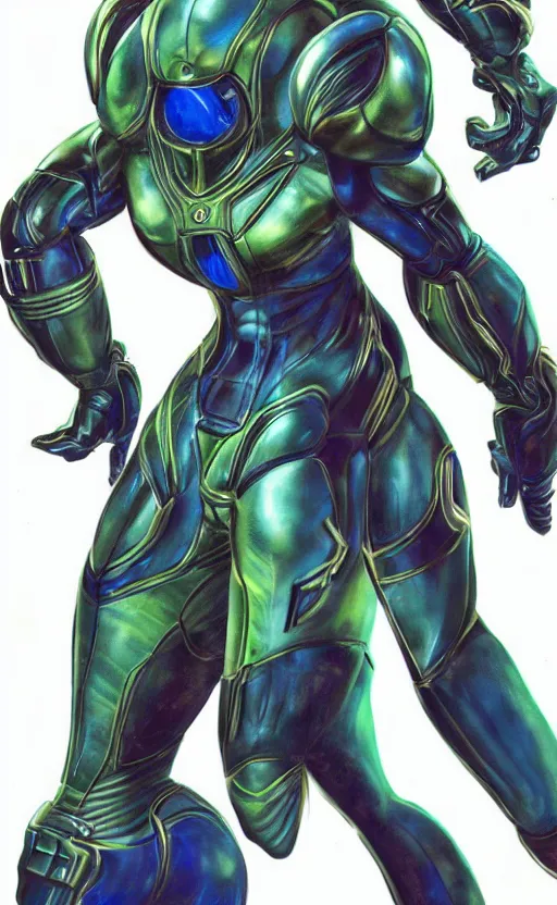 Image similar to samus aran bioorganic varia suit, energetic varia suit, full body portrait, highly detailed, intricate, concept art