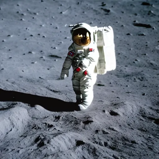 Prompt: a picture of a grey tabby cat wearing an astronaut suit, standing in the moon. Highly detalied . 4k n-9