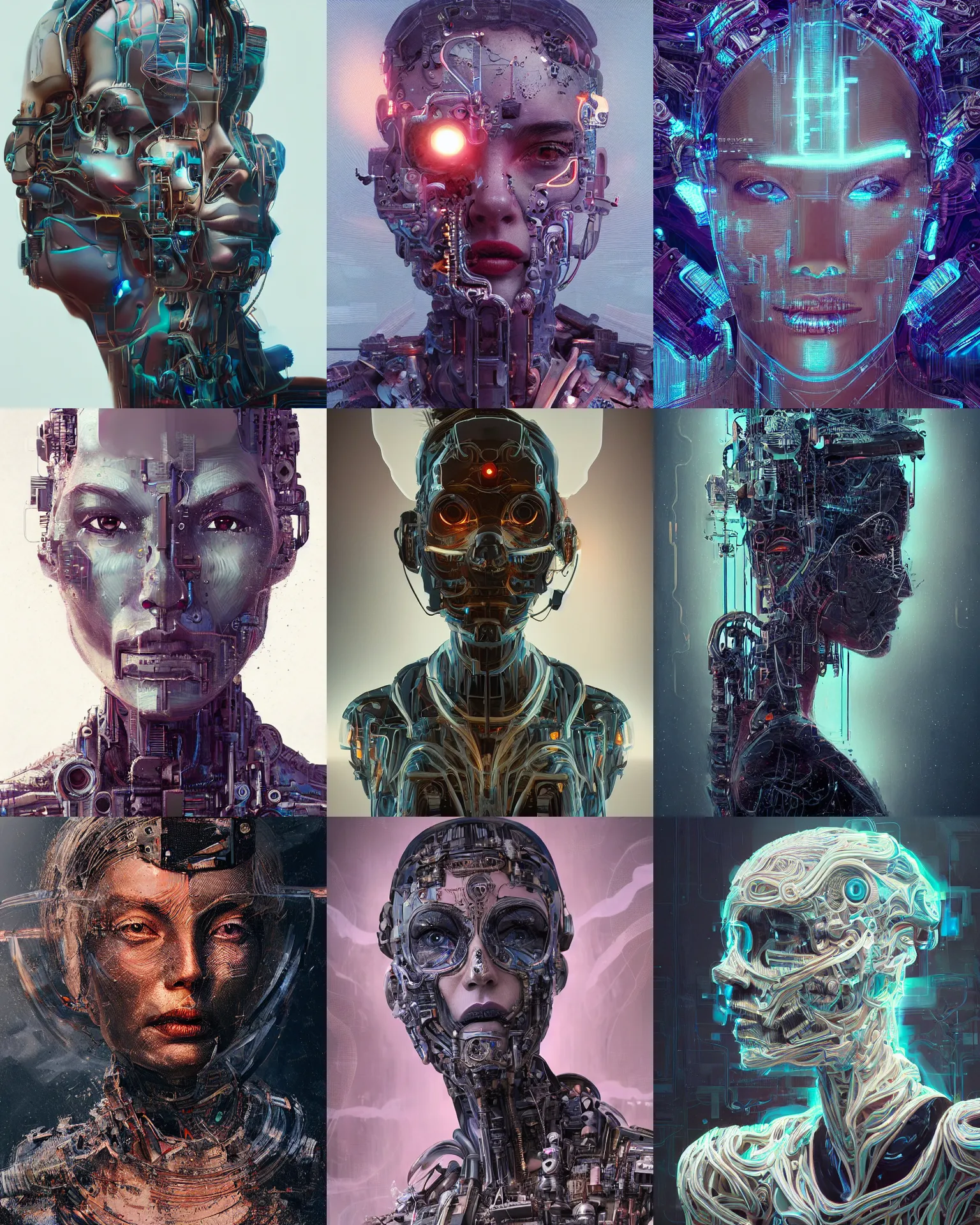 Prompt: portrait of a cyborg woman made of smoke. intricate abstract. intricate artwork. by tooth wu, wlop, beeple, dan mumford. trending on artstation, greg rutkowski very coherent symmetrical artwork. cinematic, hyper realism, high detail, octane render, 8 k, iridescent accents