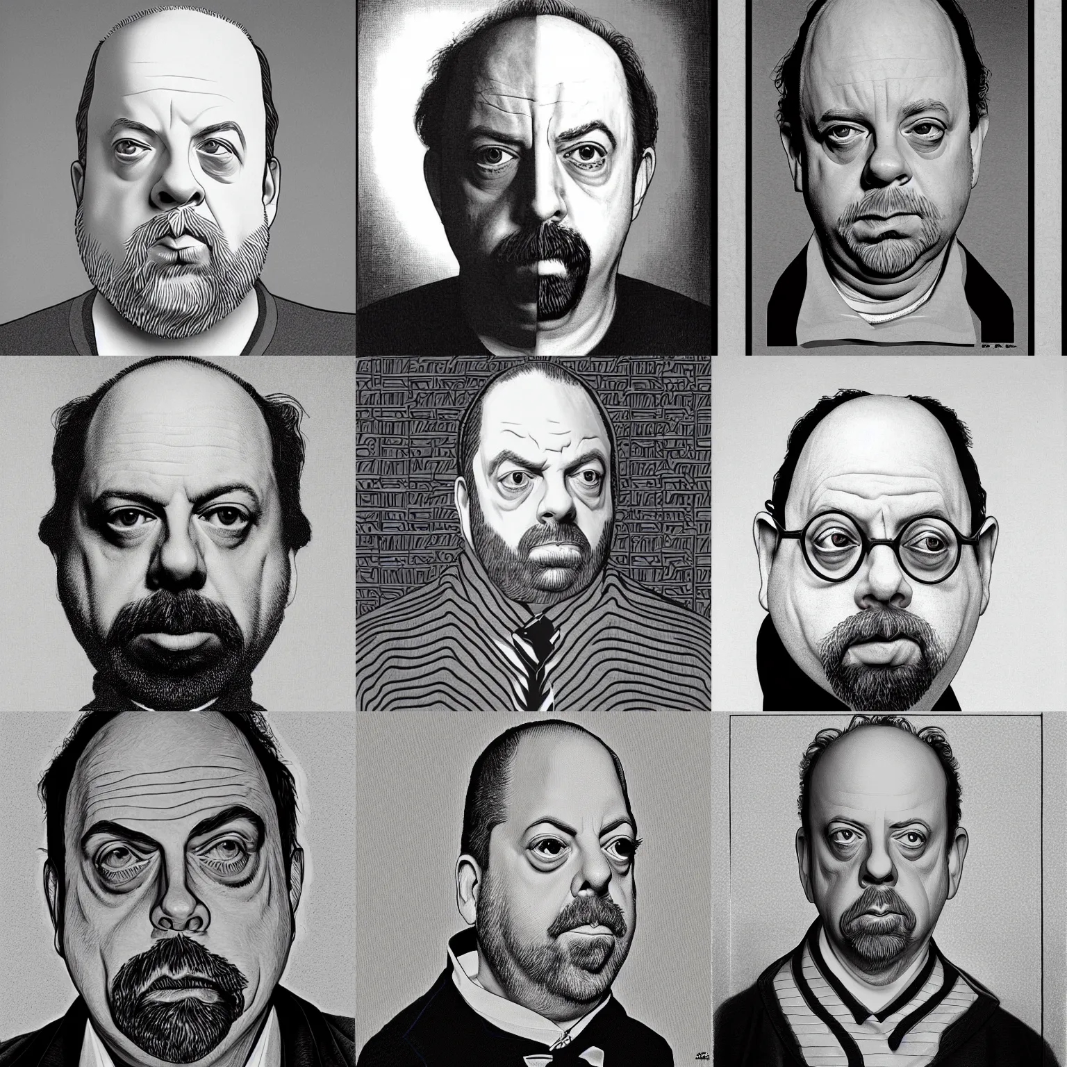 Prompt: paul giamatti portrait by escher