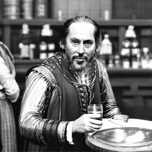 Image similar to Photograph of shakespeare serving drinks at the RSC