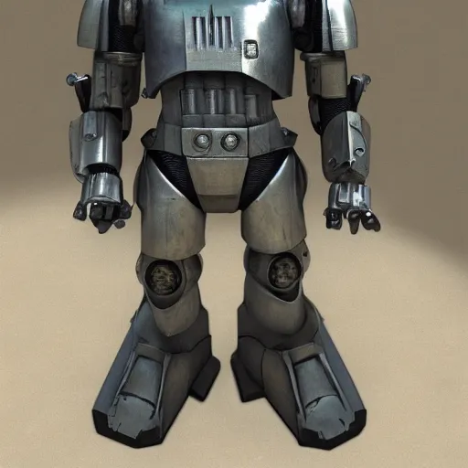 Image similar to huge power armor with servos from fallout in the style of star wars stormtrooper, realism, depth of field, focus on darth vader,