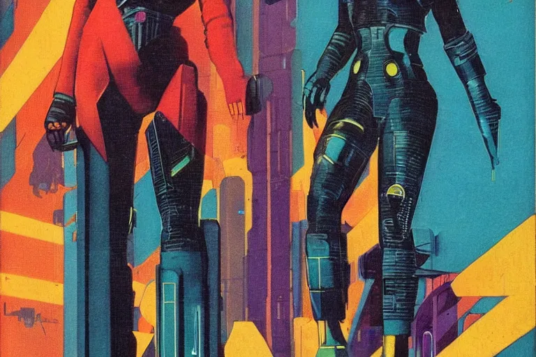 Image similar to 1979 OMNI Magazine Cover of a raven rogue. in cyberpunk style by Vincent Di Fate