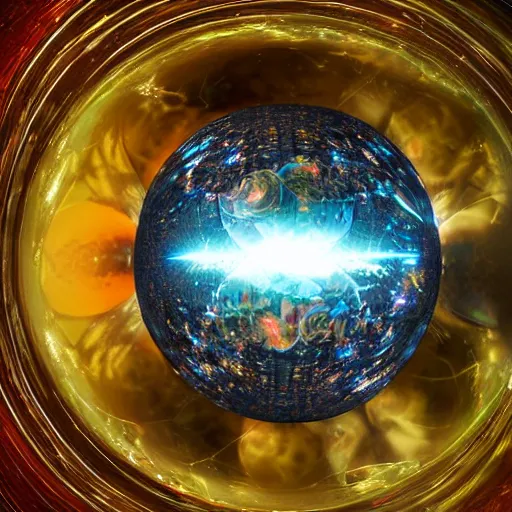 Image similar to The multiverse being contained inside of a crystal ball,