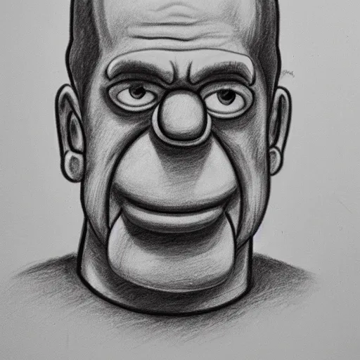 Image similar to pencil sketch portrait of homer simpson,