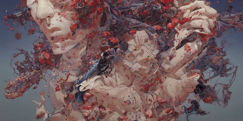 Image similar to monumental paiting soft light by james jean and katsuhiro otomo and erik jones, inspired by akira anime, smooth face feature, intricate oil painting, high detail illustration, sharp high detail, manga and anime 1 9 9 9