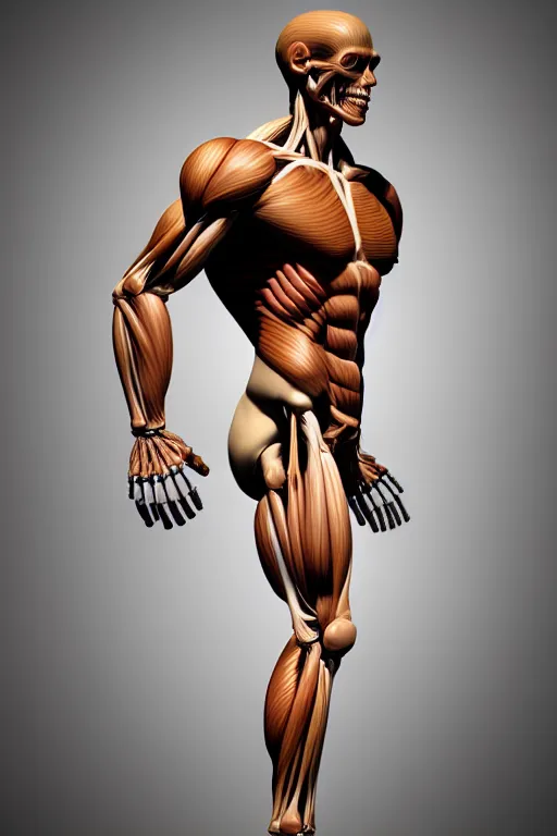 Image similar to anatomically accurate model of the full human muscular system, full body, intricate parts, fine details, hyper - realistic