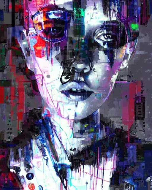 Image similar to epic portrait of cyberpunk millie bobby brown by yoji shinkawa