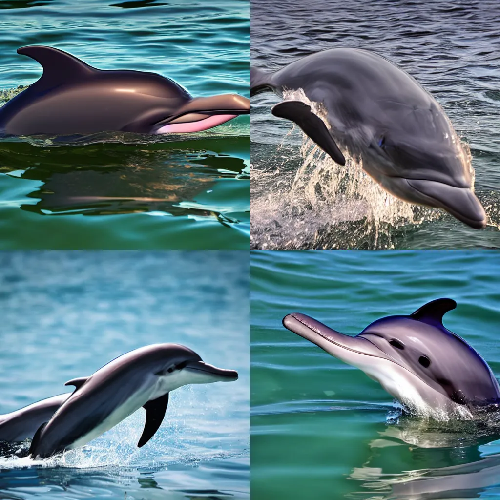 Prompt: very detailed close up dolphin on color photograph 8k