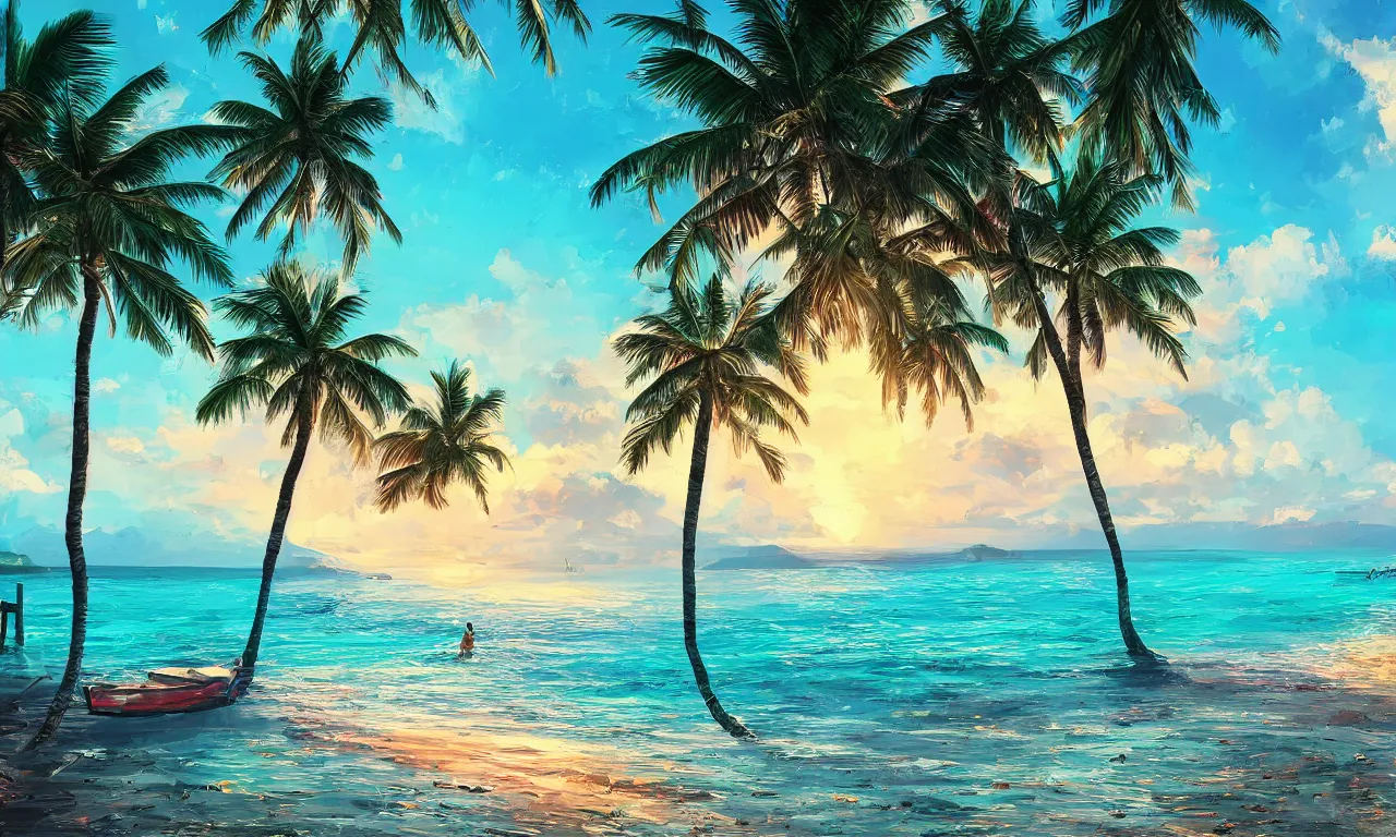 Image similar to paradise beach by alena aenami artworks in 4 k