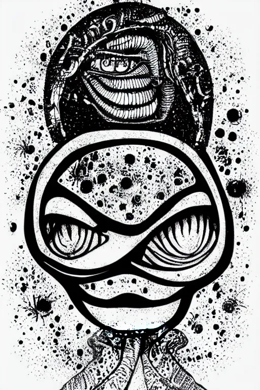 Image similar to alien face black and white illustration