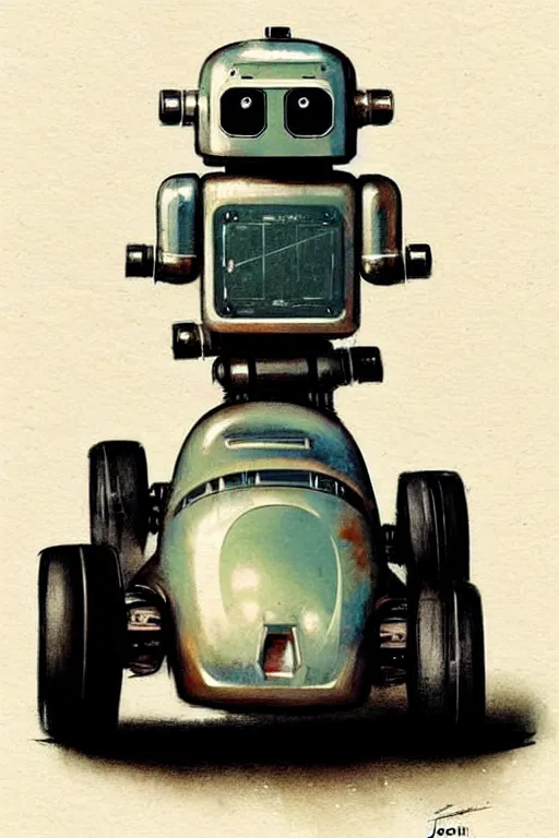 Image similar to ( ( ( ( ( 1 9 5 0 s retro future android robot gokart. muted colors., ) ) ) ) ) by jean - baptiste monge,!!!!!!!!!!!!!!!!!!!!!!!!!