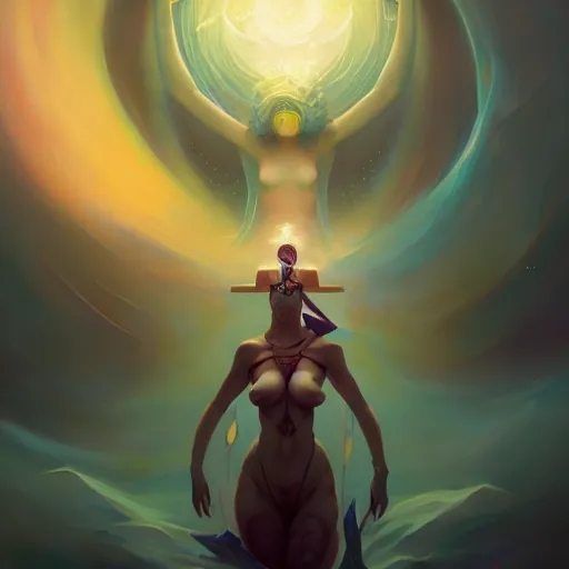 Prompt: nubile emanation by pete mohrbacher and greg rutkowski, digital art, unreal engine 5, wlop, trending on artstation, deviantart, pinterest, symmetrical portrait, rule of thirds, 4 k uhd image