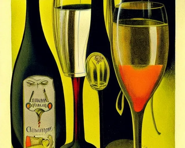 Image similar to vintage, champagne. french, realistic, cheerful, art work by leonetto cappiello, 1 9 0 2