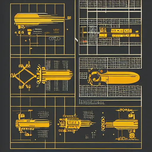 Prompt: intricate minimal mechanical design infographics illustration art by tim doyle