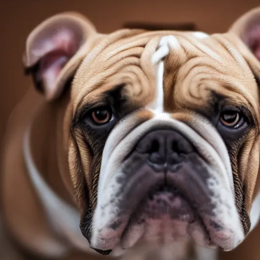 Prompt: bulldog with paws peeking out of hiding, 8k resolution, ultrarealistic