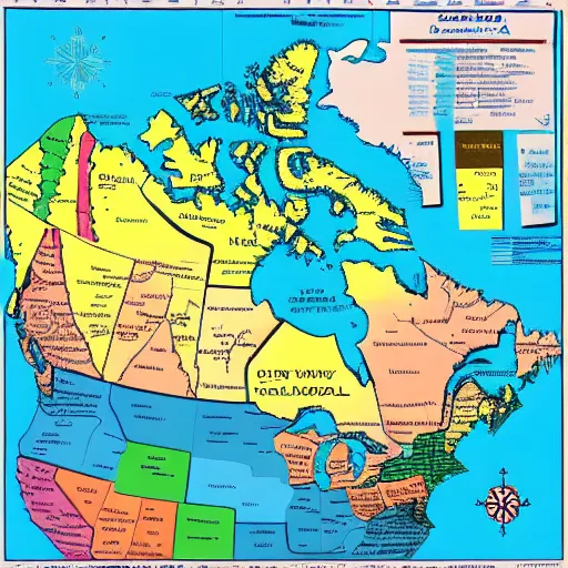 Prompt: a realistic map of canada, award winning photo,