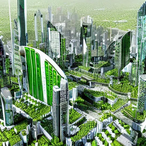 Prompt: green futuristic city