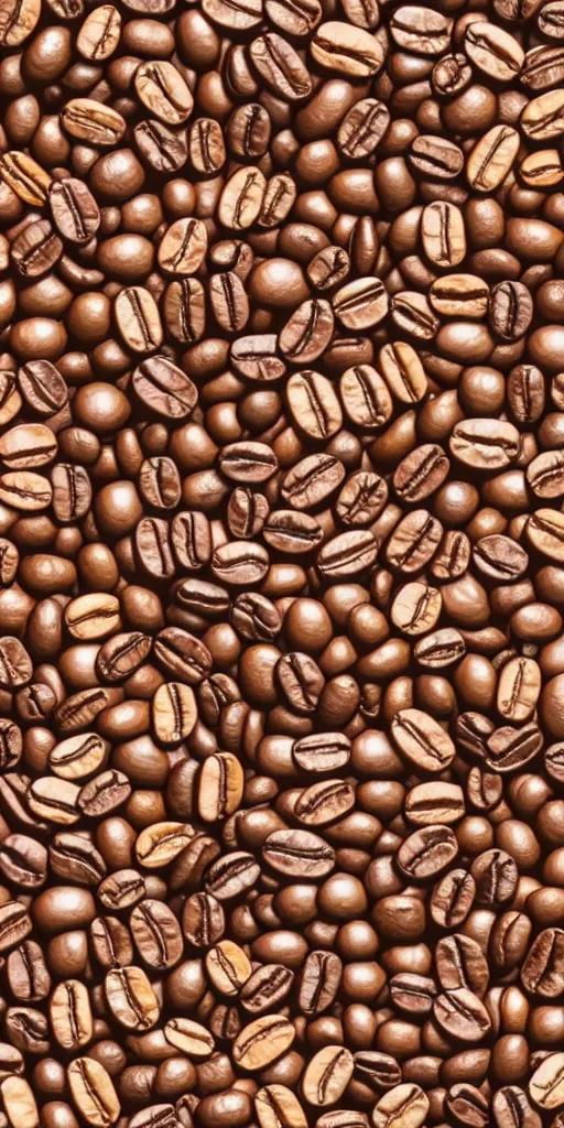 Prompt: seamless pattern of coffee beans, latte art, 60's poster, symmetrical, high detail, repeating 35mm photography