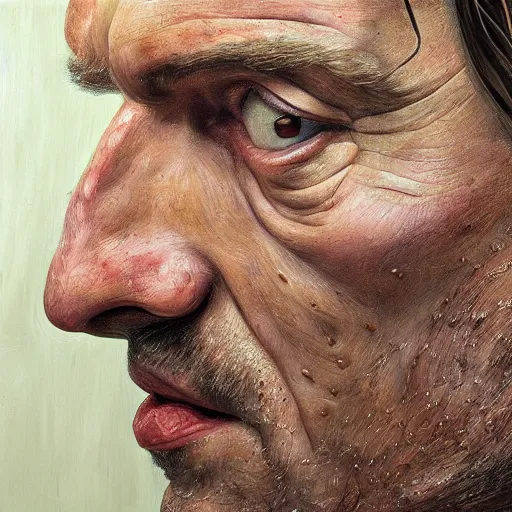 Image similar to high quality high detail painting by lucian freud, hd, jaime lannister