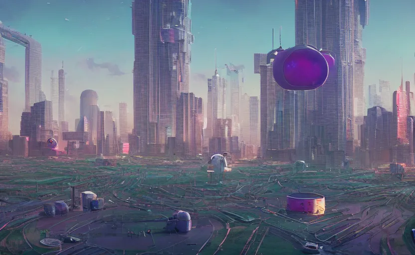 Image similar to Landscape of a giant porcelain toilet in the middle of a cityscape, rendered by Beeple, Makoto Shinkai, syd meade, simon stålenhag, synthwave style, environment concept, digital art, unreal engine, WLOP, trending on artstation, 4K UHD image, octane render,