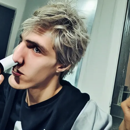 Prompt: photo of xqc smoking weed