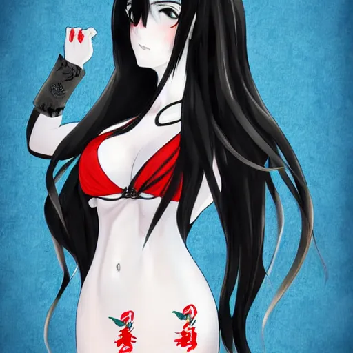 Prompt: a beautiful anime woman with long black hair, wearing a red cheongsam, full body art by Steve Argyle