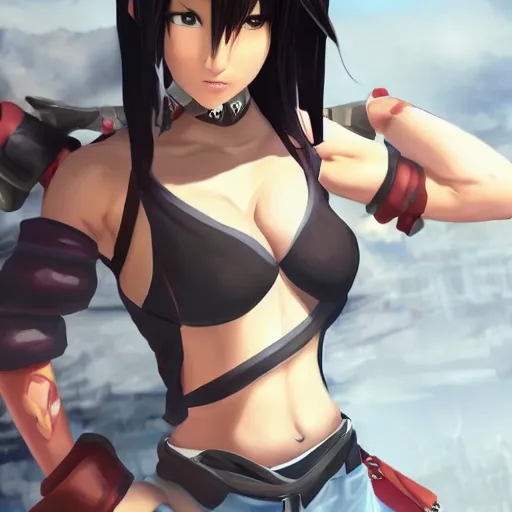 Image similar to high quality tifa lockhart dressed as avatar aang, trending on artstation