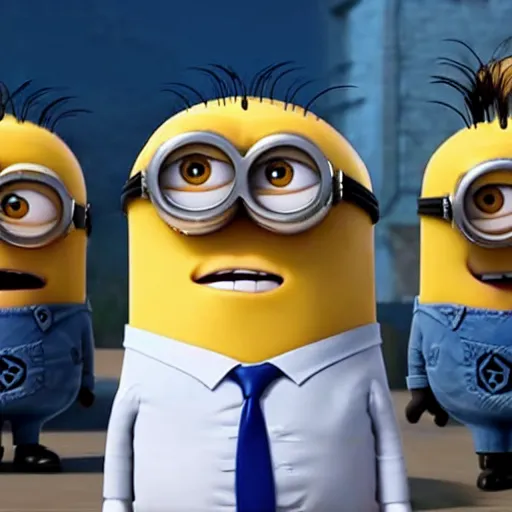 Image similar to movie frame of benjamin netanyahu as a minion from despicable me, hd, 8 k