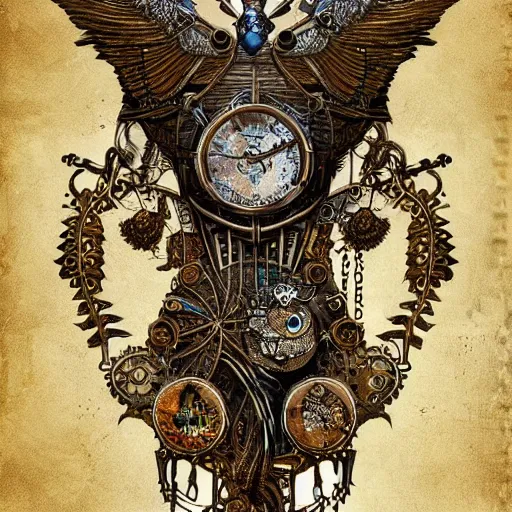 Prompt: An epic steampunk bird, intricate detail, digital art
