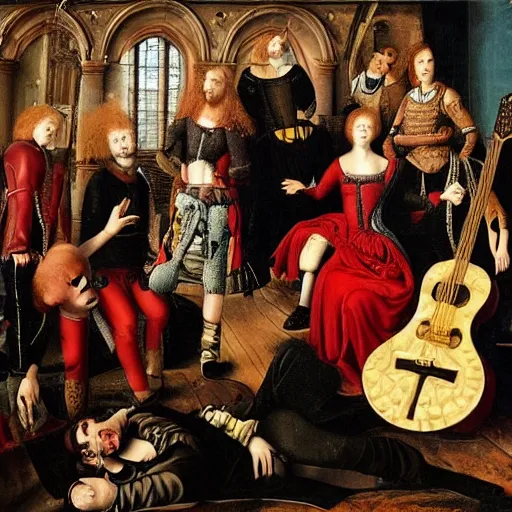 Prompt: punk rock show in a renaissance style