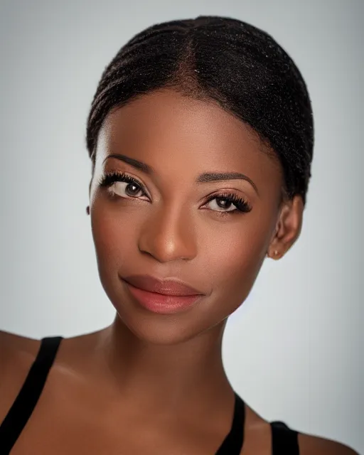 Prompt: headshot of beautiful actress odette annabel, studio lighting, 8 k, photo shoot, 9 inch kershaw soft focus lens f / 5. 6, bokeh